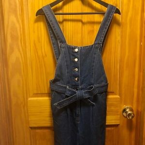 Full Length Denim Overalls with Waist Belt